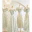 Chic / Beautiful Sage Green Flower Bridesmaid Dresses 2023 A-Line / Princess Puffy Short Sleeve Backless Tea-length Bridesmaid Dresses