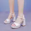 Minimalistisch Weiß Knöchelriemen Brautschuhe 2025 9 cm Thick Heels Peeptoes Hochzeit Sandaletten Hochhackige