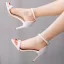 Sexy Beige Pearl Wedding Shoes 2023 Ankle Strap 8 cm Stiletto Heels Open / Peep Toe Wedding Sandals High Heels