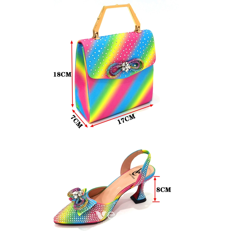 Sparkly Sexy Multi Colors Rainbow Rhinestone Bow Sequins Womens Sandals Clutch Bags 2023 Cocktail Party Evening