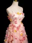 Flower Fairy Blushing Pink Appliques Prom Dresses 2024 A-Line / Princess Spaghetti Straps Sleeveless Backless Floor-Length / Long Prom Formal Dresses
