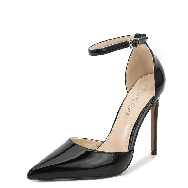 Schöne Weiß Abend Sandalen Damen 2023 Knöchelriemen 12 cm Stilettos Spitzschuh Damenschuhe Hochhackige