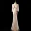 Charmant Rougissant Rose Perlage Perle Paillettes Robe De Soirée 2024 Trompette / Sirène Col v profond Manches Courtes Dos Nu Longue Soirée Robe De Ceremonie