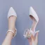 Élégant Blanche Bride Cheville En Dentelle Fleur Chaussure De Mariée 2024 9 cm Talons Aiguilles À Bout Pointu Mariage Talons Hauts