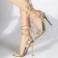 Sexy Gold Rhinestone Evening Party Womens Sandals 2022 Ankle Strap 11 cm Stiletto Heels Open / Peep Toe Sandals High Heels