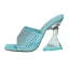 Summer Fashion Pool Blue Street Wear Rhinestone Womens Sandals 2022 9 cm Crystal Stiletto Heels Open / Peep Toe Sandals High Heels