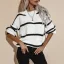 Chic / Beautiful Women White Knitting Stripe Sweaters 2021 Acrylic Loose Scoop Neck Casual Fall Winter Long Sleeve Tops