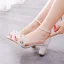 Chic / Belle Blanche Appliques Promo Sandales Femme 2022 Bride Cheville 7 cm Talons Épais Peep Toes / Bout Ouvert Sandales Talons Hauts