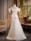 Élégant Ivoire Satin Robe De Bal 2026 Trompette / Sirène De l'épaule Manches Courtes Dos Nu Train De Balayage Robe De Ceremonie