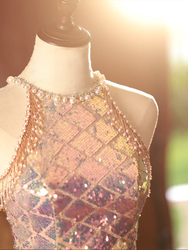 Sparkly Gold Beading Rhinestone Sequins Evening Dresses 2023 Trumpet / Mermaid Scoop Neck Sleeveless Floor-Length / Long Evening Party Formal Dresses