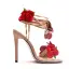 Chic / Belle Beige Été Jardin / Extérieur Appliques Sandales Femme 2023 Bride Cheville 11 cm Talons Aiguilles Peep Toes / Bout Ouvert Sandales Talons Hauts