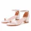 Schlicht Weiß Brautschuhe 2023 Knöchelriemen 4 cm Low Heel Thick Heels Peeptoes Hochzeit Sandaletten Hochhackige
