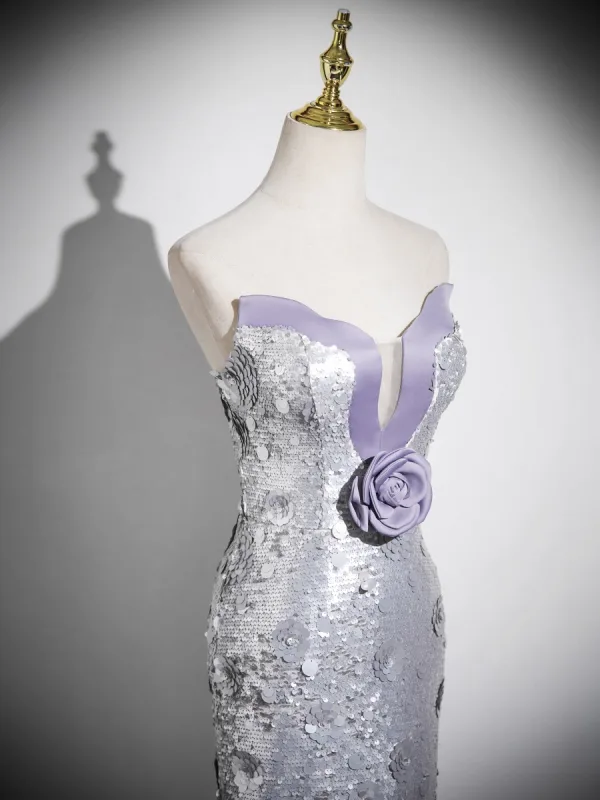 Sexy Scintillantes Argenté Paillettes Appliques Robe De Soirée 2025 Trompette / Sirène Bustier Sans Manches Dos Nu Longue Soirée Robe De Ceremonie