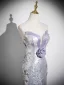 Sexy Scintillantes Argenté Paillettes Appliques Robe De Soirée 2025 Trompette / Sirène Bustier Sans Manches Dos Nu Longue Soirée Robe De Ceremonie