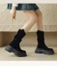 Vintage Brun Suede Gateklær Vinter Boots Dame 2024 Lær 8 cm Kilehæl Spisse Boots