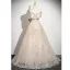 Fashion Champagne Glitter Sequins Bow Prom Dresses 2025 A-Line / Princess Strapless Sleeveless Backless Floor-Length / Long Prom Formal Dresses