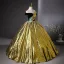 Vintage / Retro Black Gold Prom Dresses 2024 Ball Gown Off-The-Shoulder Sleeveless Floor-Length / Long Prom Formal Dresses