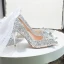 Glitzernden Sexy Silber Kristall Pailletten Brautschuhe 2024 9 cm Stilettos Spitzschuh Hochzeit Pumps Hochhackige