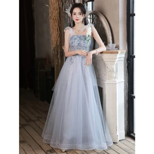 Charmant Bleu Ciel Paillettes Robe De Bal 2023 Princesse Bretelles Spaghetti Sans Manches Dos Nu Longue Promo Robe De Ceremonie