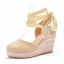 Bohemia Beige Street Wear Womens Sandals 2022 Ankle Strap 10 cm Wedges Waterproof Pointed Toe Womens Sandals