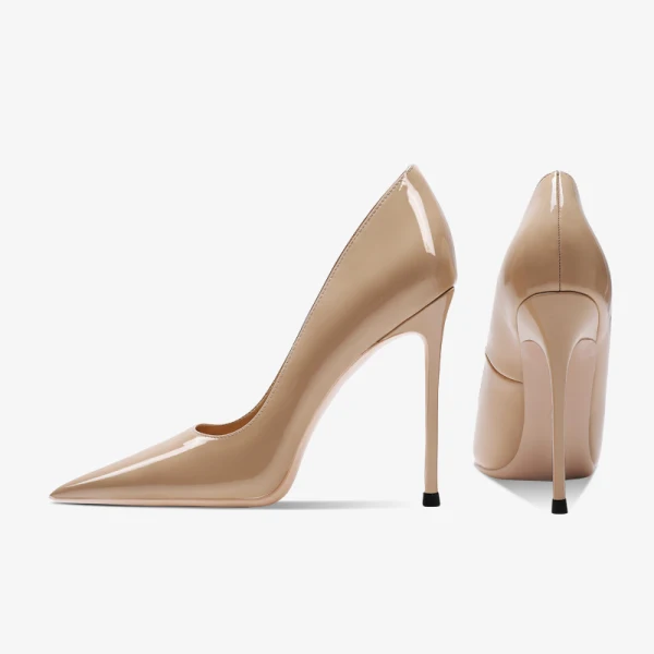 Sexy Nude Evening Party Patent Leather Pumps 2023 Leather 12 cm Stiletto Heels Pointed Toe Pumps High Heels