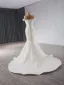 High End Weiß Perlenstickerei Pailletten Brautkleider / Hochzeitskleider 2024 Meerjungfrau Off Shoulder Ärmellos Rückenfreies Sweep / Pinsel Zug Hochzeit