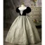 Élégant Noire En Dentelle Fleur Robe Ceremonie Fille 2022 Robe Boule Encolure Dégagée Gonflée Manches Courtes Longue Promo Robe Ceremonie Fille