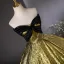 Vintage / Retro Black Gold Ball Gown Prom Dresses 2024 Strapless Sleeveless Backless Floor-Length / Long Prom Formal Dresses
