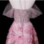 Flower Fairy Blushing Pink Beading Sequins Pearl Rhinestone Appliques Prom Dresses 2026 A-Line / Princess Off-The-Shoulder Short Sleeve Backless Floor-Length / Long Formal Dresses