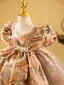 Fashion Blushing Pink Floral Pearl Short Flower Girl Dresses 2023 Ball Gown Birthday Square Neckline Short Sleeve