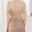Charmant Doré Paillettes Robe De Soirée 2022 Trompette / Sirène Bretelles Spaghetti Manches Courtes Perlage Gland Dos Nu Longue Fendue devant Soirée Robe De Ceremonie