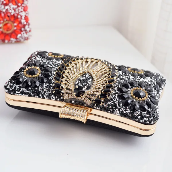 Fashion Black Rhinestone Sequins Evening Party Clutch Bags 2023