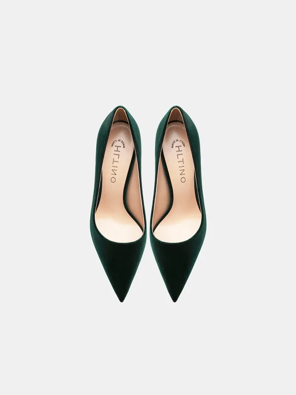 Elegante Donkergroen Gala Suede Pumps 2025 Hoge Hakken 10 cm Naaldhakken / Stiletto Spitse Neus Pumps