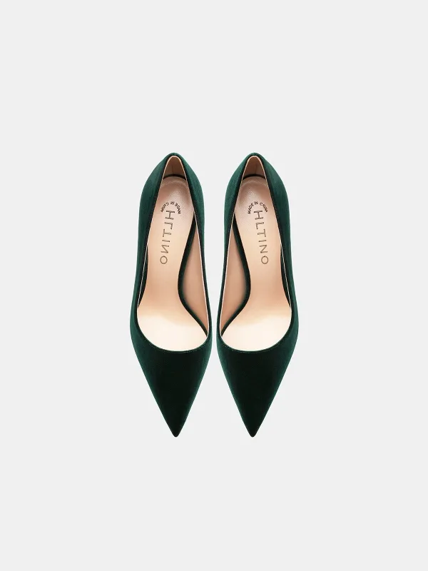 Chic / Beautiful Dark Green Suede Evening Party Pumps 2026 Leather 10 cm Stiletto Heels Pointed Toe High Heels