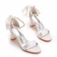 Charmant Blanche Perle Bride Cheville Noeud Sandales Femme 2023 7 cm Talons Épais À Bout Pointu Chaussure De Mariée