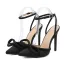 Schöne Schwarz Abend Sandalen Damen 2022 11 cm Stilettos Schleife Knöchelriemen Spitzschuh Sandaletten Hochhackige