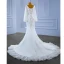 Charmant High End Weiß Perlenstickerei Strass Pailletten Applikationen Brautkleider / Hochzeitskleider 2022 Meerjungfrau Rundhalsausschnitt Lange Ärmel Rückenfreies Lange Hochzeit