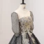 Sparkly Black Sequins Prom Dresses 2022 Ball Gown Scoop Neck 1/2 Sleeves Backless Floor-Length / Long Prom Formal Dresses
