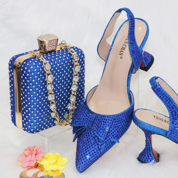 Charming Multi-Colors Rainbow Rhinestone Bow Womens Sandals Clutch Bags 2023 8 cm Stiletto Heels Evening Party Pointed Toe Sandals High Heels Clutch Bags