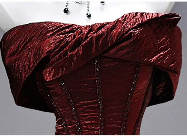 Elegante Burgunderrot Glanz Ballkleider 2026 Ballkleid Bandeau Ärmellos Rückenfreies Lange Festliche Kleider