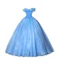Cinderella Elegant Sky Blue Sequins Prom Dresses 2023 Ball Gown Ruffle Off-The-Shoulder Sleeveless Backless Floor-Length / Long Prom Formal Dresses