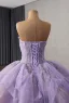 Luxury / Gorgeous Purple Handmade  Beading Sequins Cascading Ruffles Prom Dresses 2025 Ball Gown Strapless Sleeveless Backless Chapel Train Prom Formal Dresses