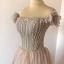 Charming Blushing Pink Beading Pearl Evening Dresses 2023 A-Line / Princess Strapless Appliques Sleeveless Backless Floor-Length / Long Evening Party Formal Dresses