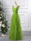 Chic / Beautiful Green Cascading Ruffles Prom Dresses 2024 A-Line / Princess Square Neckline Sleeveless Backless Floor-Length / Long Prom Formal Dresses