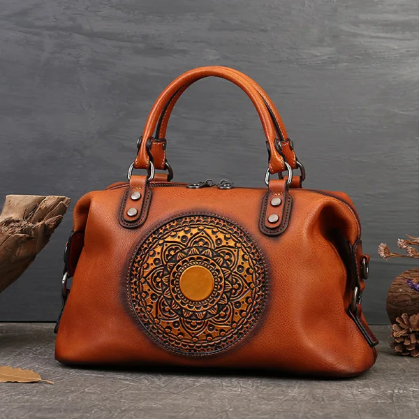 Vintage / Retro Coffee Leather Totem Women's Bags Handbag 2023 Street Wear