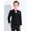 Fashion Black 6-piece Long Sleeve Boys Wedding Suits 2023 Wedding Coat Pants Shirt Tie Vest