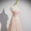 Chic / Beautiful Champagne Beading Sequins Prom Dresses 2023 A-Line / Princess Square Neckline Sleeveless Backless Floor-Length / Long Prom Formal Dresses
