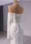 Haut de Gamme Blanche Fait main Perlage Paillettes Robe De Mariée 2024 Trompette / Sirène De l'épaule Manches Longues Dos Nu Tribunal Train Mariage