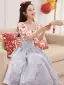Chic / Belle Rouge En Dentelle Fleur Robe De Bal 2022 Princesse Encolure Carrée Manches Courtes Dos Nu Thé Longueur Promo Robe De Ceremonie