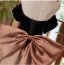 Elegant Brown Satin Prom Dresses 2024 Ball Gown Off-The-Shoulder Short Sleeve Backless Bow Floor-Length / Long Prom Formal Dresses